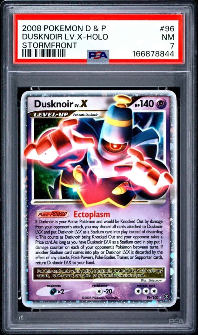 2008 POKEMON DIAMOND & PEARL STORMFRONT #96 DUSKNOIR LV.X-HOLO PSA 7