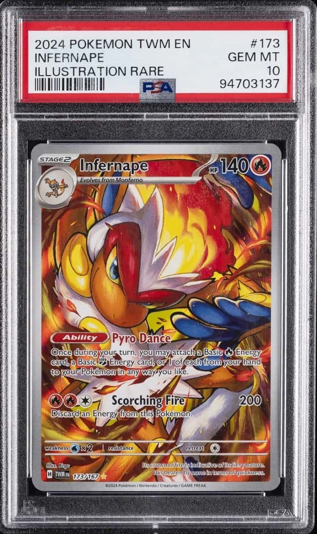 2024 POKEMON TWM EN-TWILIGHT MASQUERADE ILLUSTRATION RARE #173 INFERNAPE PSA 10