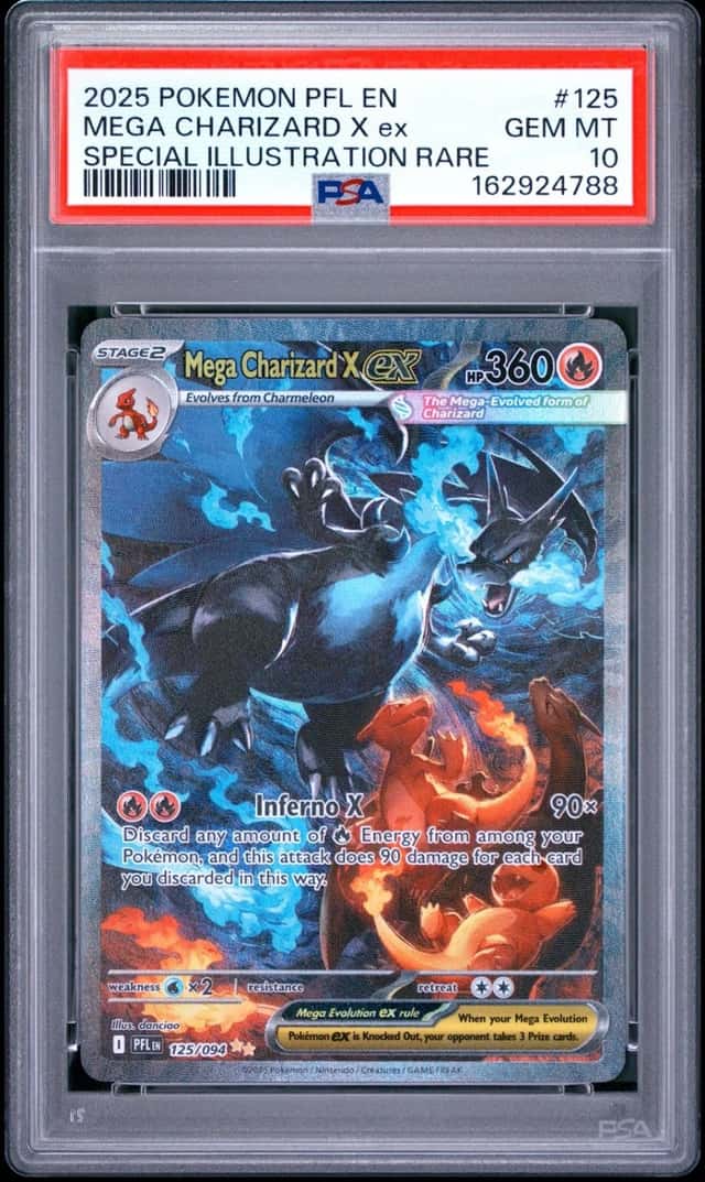 2025 POKEMON PFL SPECIAL ILLUSTRATION RARE #125 MEGA CHARIZARD X EX PSA 10