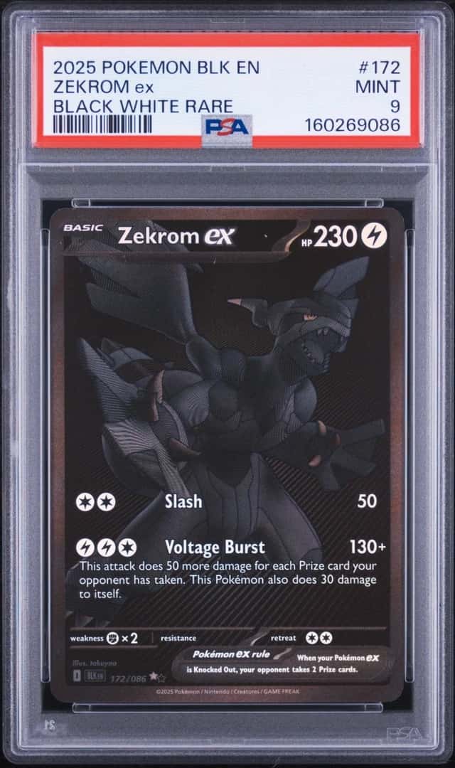2025 POKEMON BLK EN-BLACK BOLT BLACK WHITE RARE #172 ZEKROM EX PSA 9