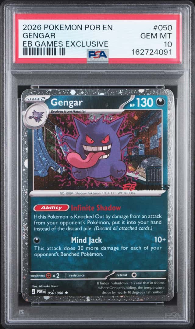 2026 POKEMON PERFECT ORDER EB GAMES EXCLUSIVE STAMP PROMO #050/088 GENGAR PSA 10
