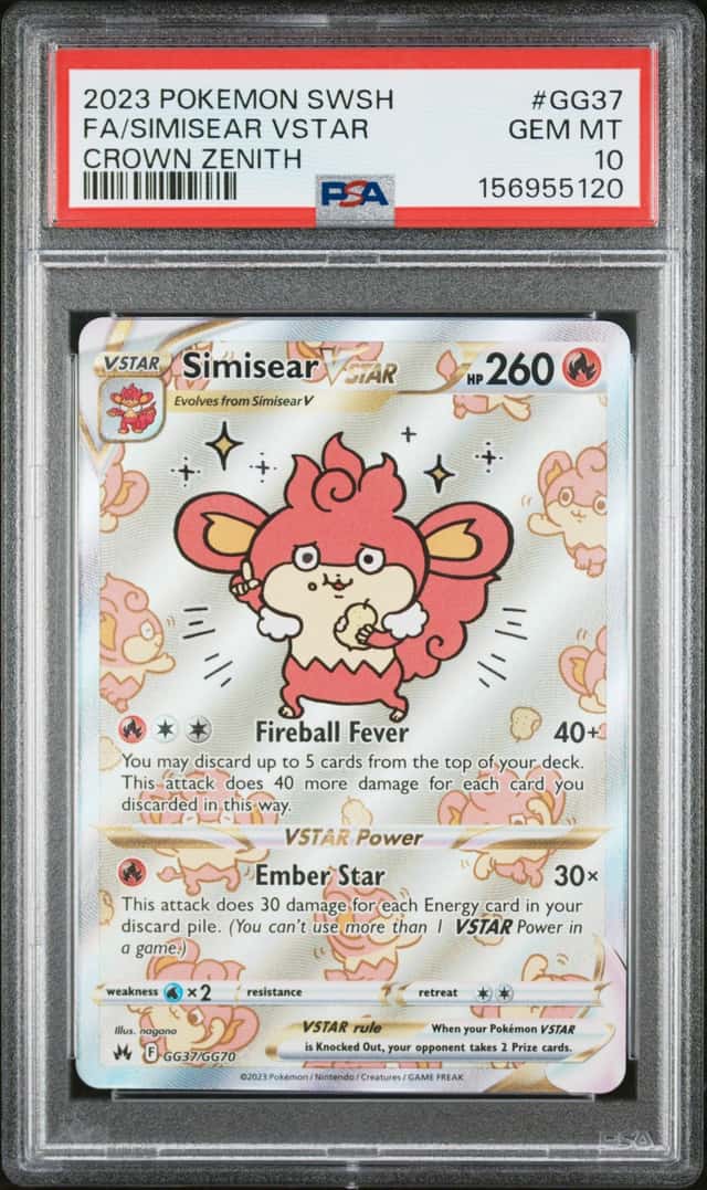 Pokemon Sword & Shield Crown Zenith Simisear VSTAR GG37/GG70 PSA 10 Gem Mint