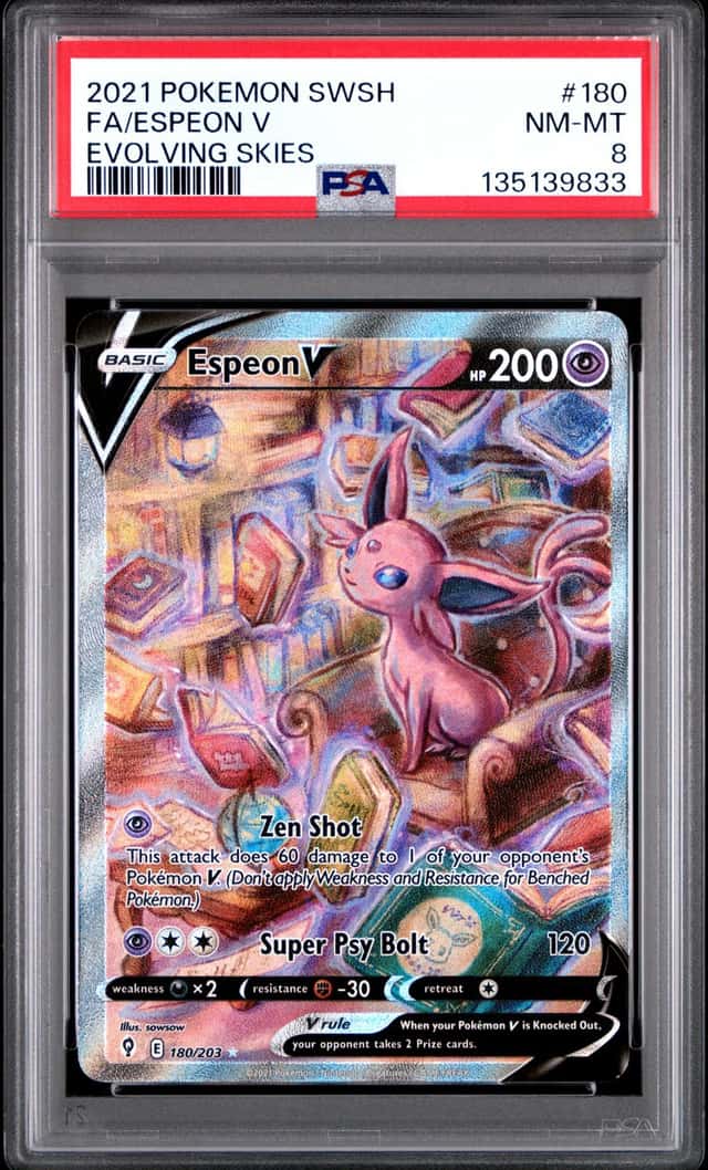 ESPEON V 2021 POKEMON EVOLVING SKIES 180/203 ULTRA RARE FULL ART PSA 8 B Q2419