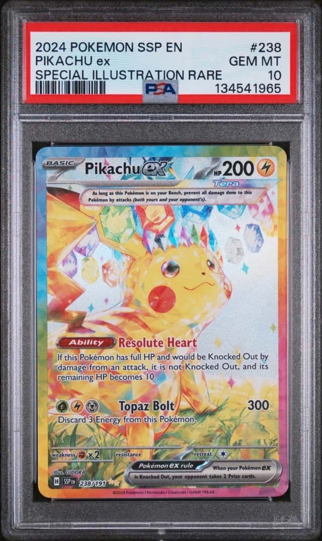 POKEMON PIKACHU ex 2024 SSP EN-SURGING SPARKS #238 SP ILLUS RARE PSA 10