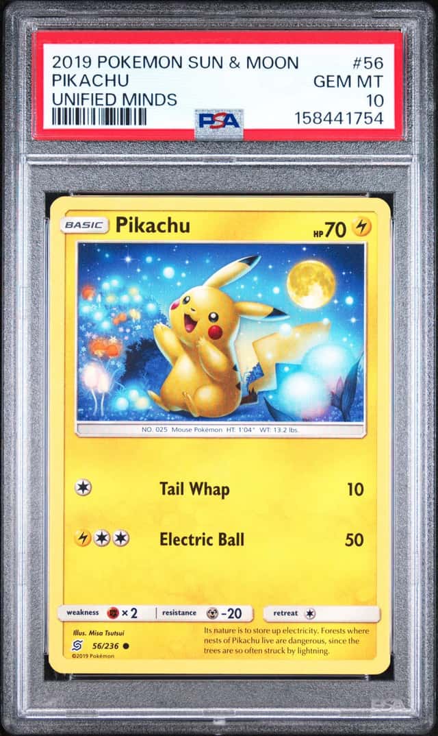 2019 POKEMON SUN & MOON UNIFIED MINDS #56 PIKACHU PSA 10