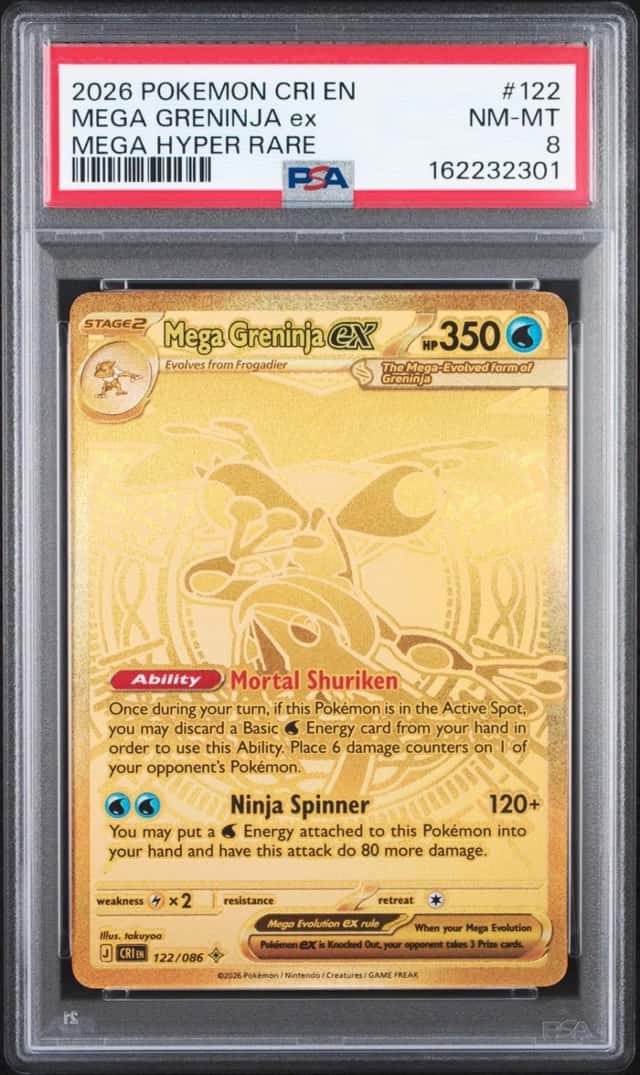 2026 POKEMON CRI EN-CHAOS RISING MEGA HYPER RARE #122 MEGA GRENINJA EX PSA 8