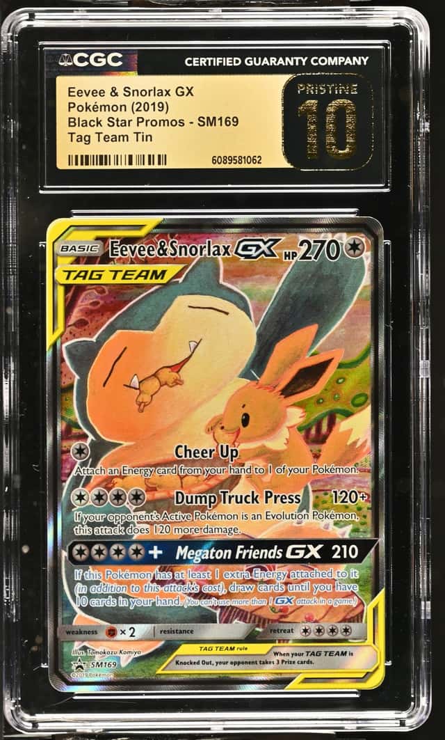 EEVEE & SNORLAX GX 2019 POKEMON BLACK STAR PROMOS #SM169 CGC 10 PRISTINE Q7285