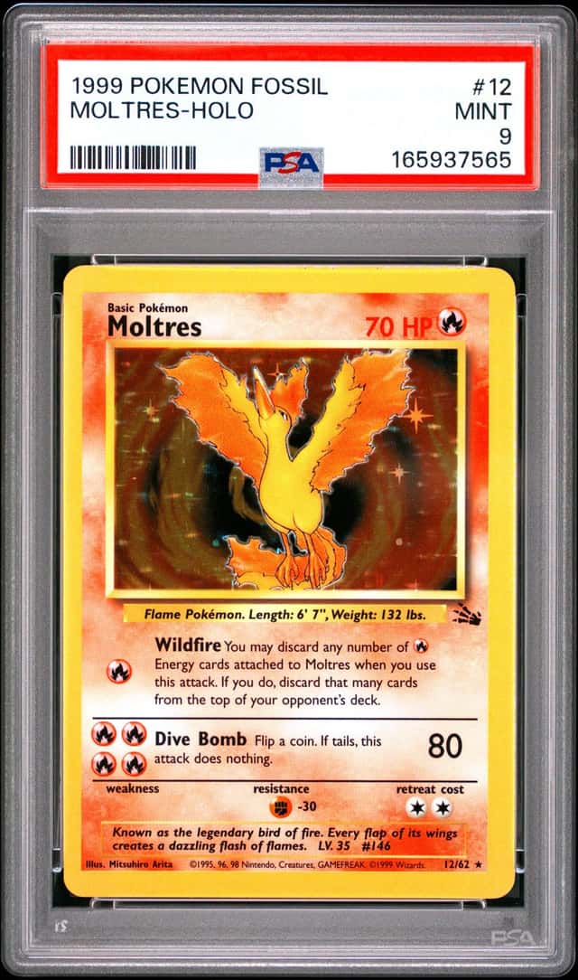 POKEMON MOLTRES 1999 FOSSIL #12 HOLO PSA 9