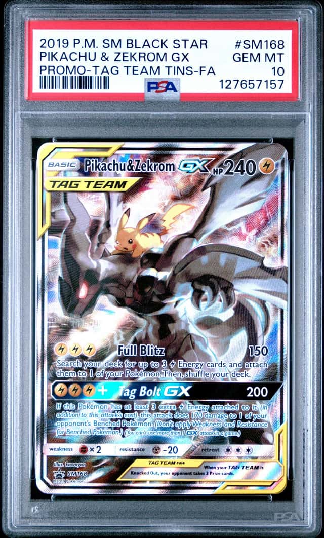 2016-19 Pokemon SM Black Star Promos Pikachu & Zekrom Tag Team #SM168 PSA 10