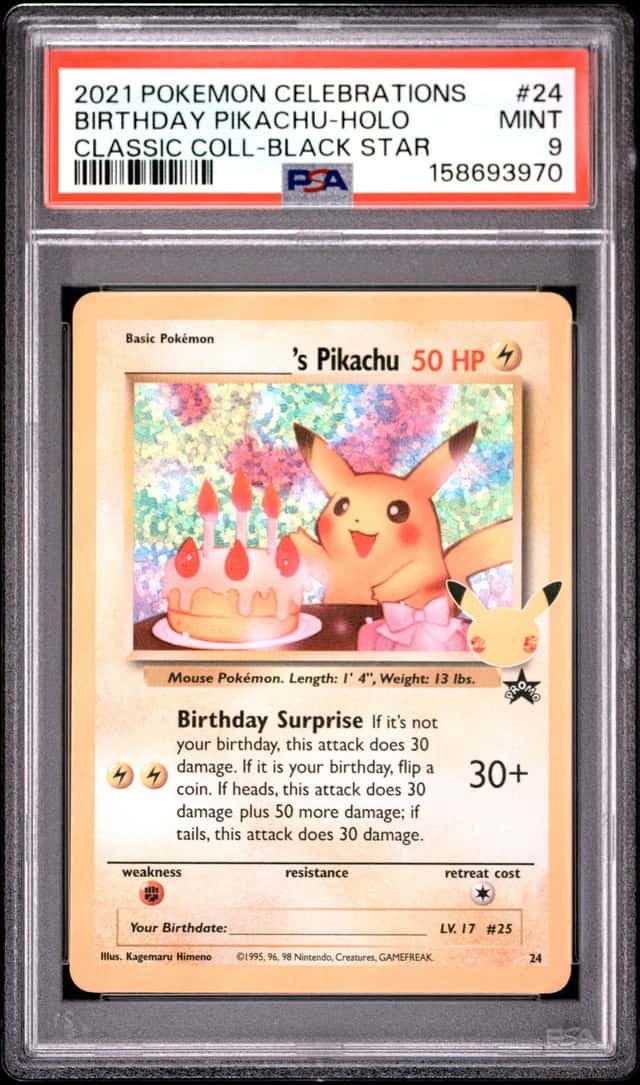 2021 POKEMON CELEBRATIONS CLASSIC COLLECTION #24 BIRTHDAY PIKACHU-HOLO PSA 9