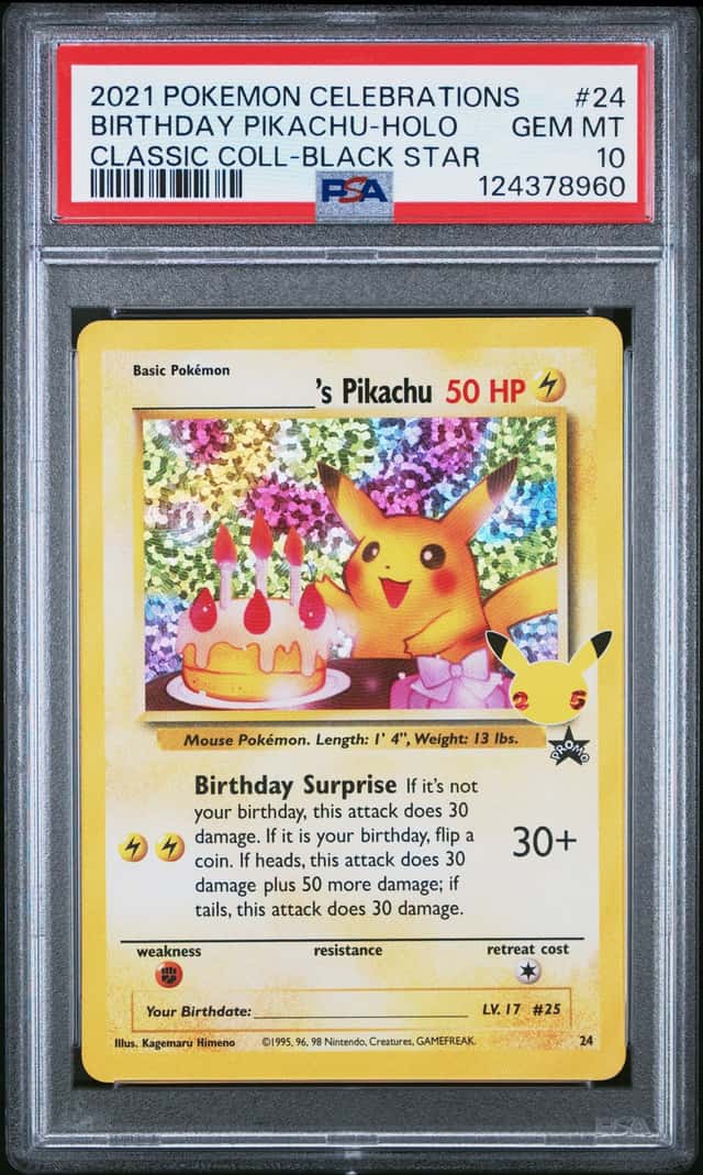 2021 POKEMON CELEBRATIONS CLASSIC COLLECTION #24 BIRTHDAY PIKACHU-HOLO PSA 10