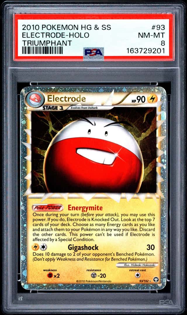 2010 POKEMON HEARTGOLD & SOULSILVER TRIUMPHANT #93 ELECTRODE-HOLO PSA 8