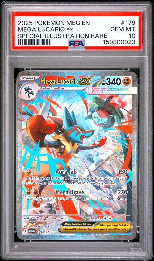 2025 POKEMON MEGA EVOLUTION SPECIAL ILLUSTRATION RARE MEGA LUCARIO EX PSA 10