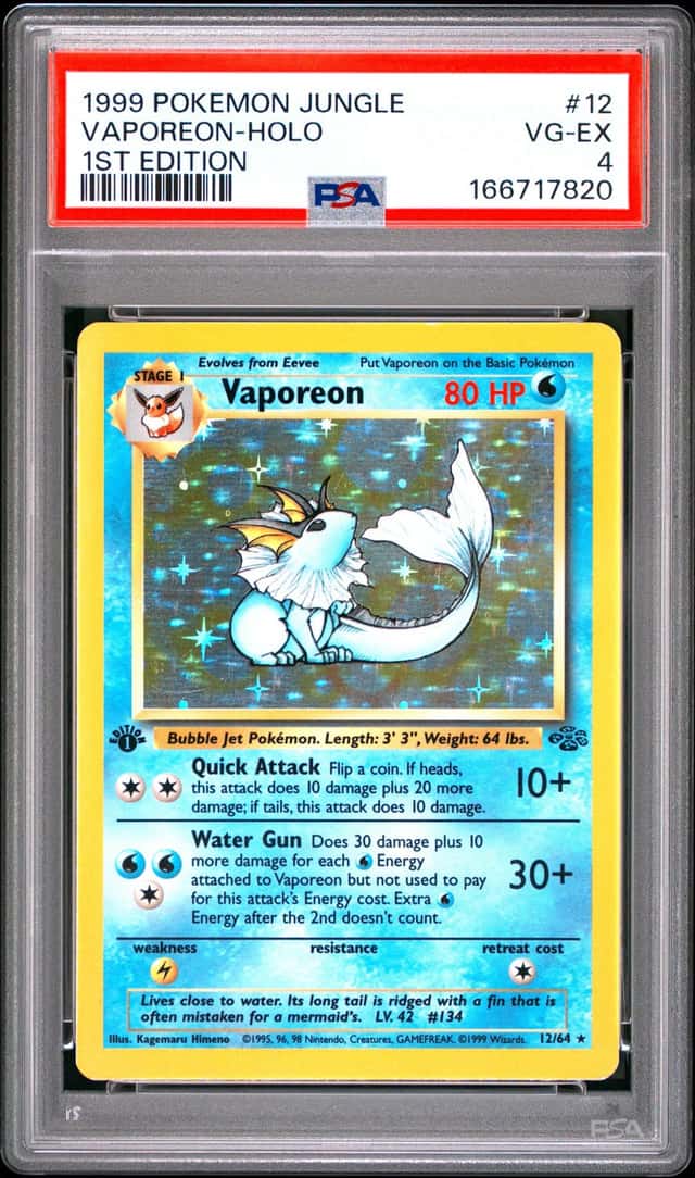 1999 POKEMON JUNGLE VAPOREON-HOLO 1ST EDITION PSA 4
