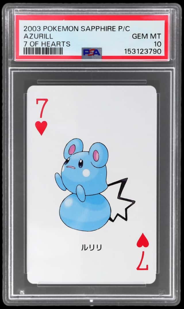 2003 Pokemon Sapphire Version Playing Cards 7 of Hearts Azurill