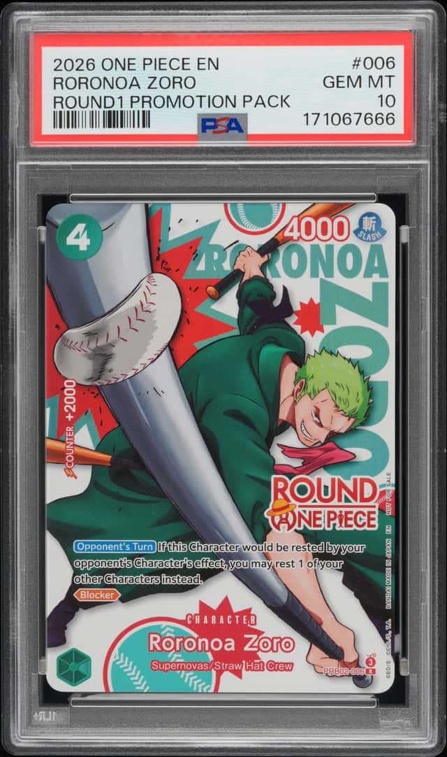 2026 ONE PIECE ROUND1 PROMOTION PACK #006 RORONOA ZORO PSA 10