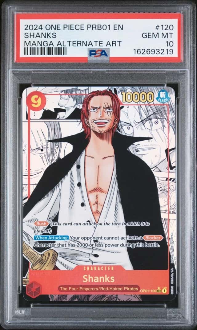 2024 ONE PIECE PRB01-PREMIUM BOOSTER THE BEST MANGA ALT ART SHANKS PSA 10