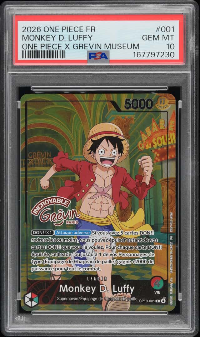 One Piece Monkey D Luffy OP13-001 X Museum Grevin Promo Paris Exclusive PSA 10