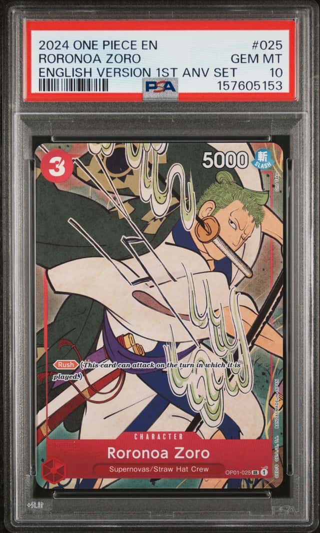 2024 One Piece English 1st Anniversary Roronoa Zoro #OP01-025 PSA 10