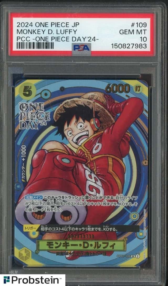 #6 2024 One Piece JP PCC One Piece Day '24 #109 Monkey D. Luffy PSA 10 GEM MINT