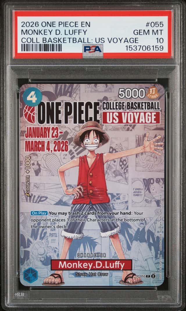 2026 ONE PIECE COLLEGE BASKETBALL: US VOYAGE #055 MONKEY D. LUFFY PSA 10