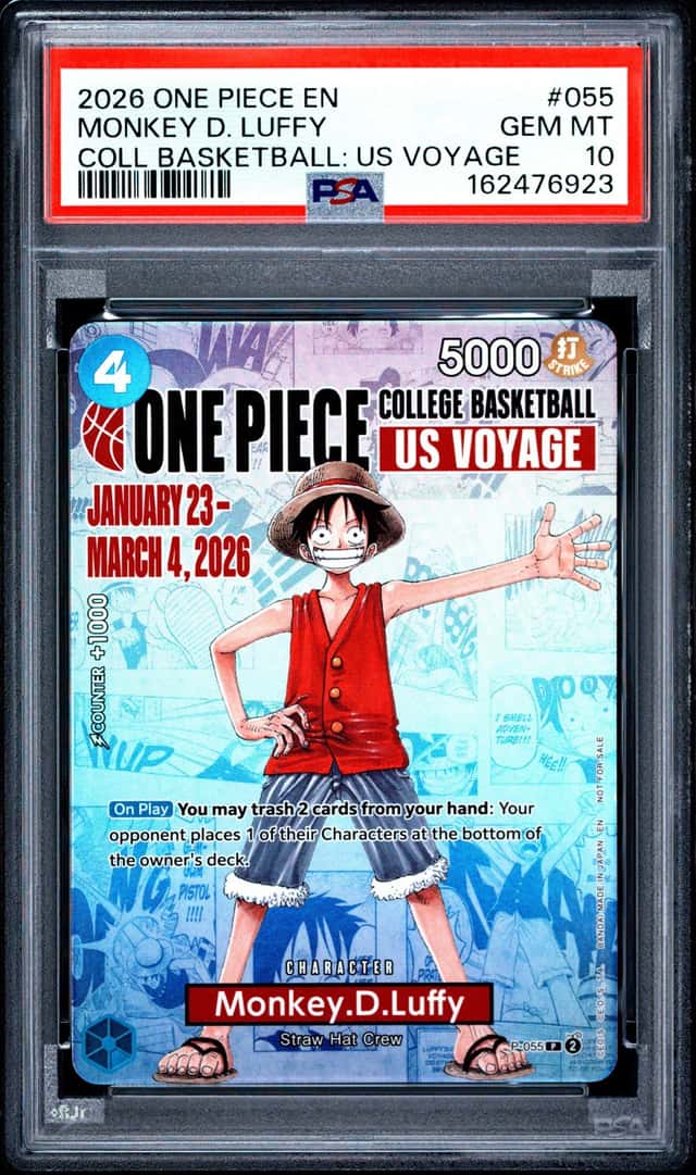 2026 ONE PIECE COLLEGE BASKETBALL: US VOYAGE #055 MONKEY D. LUFFY PSA 10