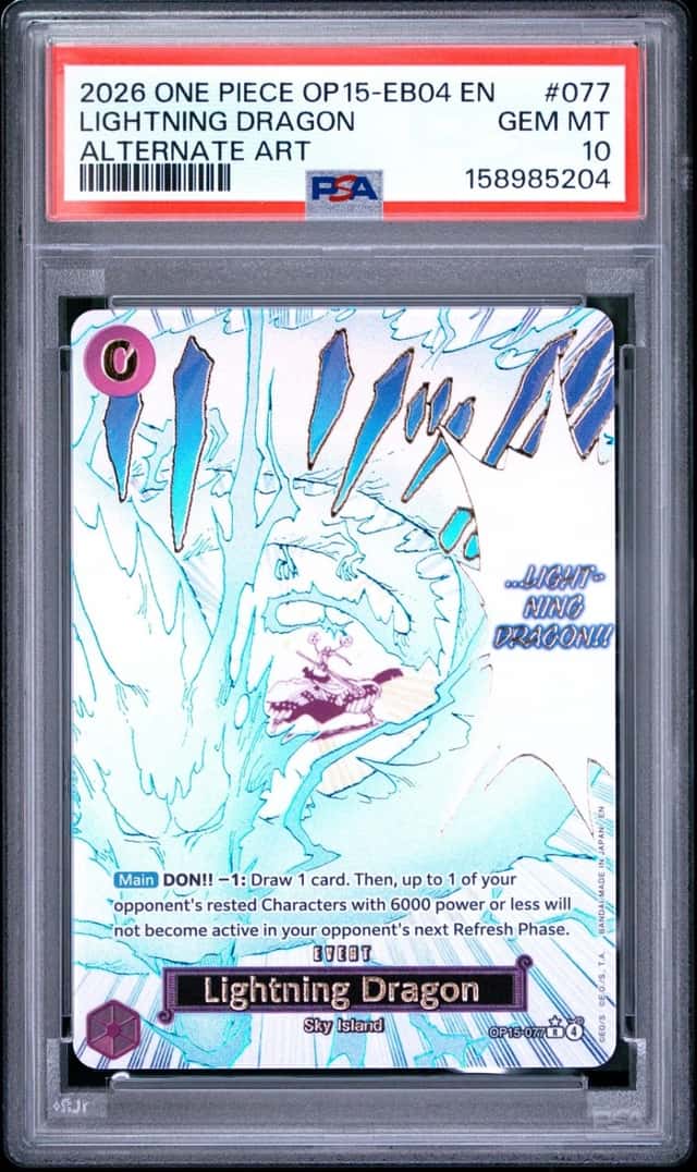 2026 ONE PIECE OP15-EB04-ADVENTURE ON KAMI'S ISLAND #077 LIGHTNING DRAGON PSA 10