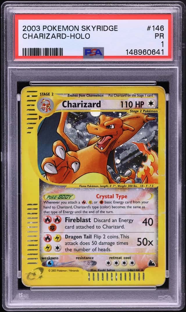 2003 Pokemon Skyridge Holo Crystal Charizard #146 PSA 1 PR