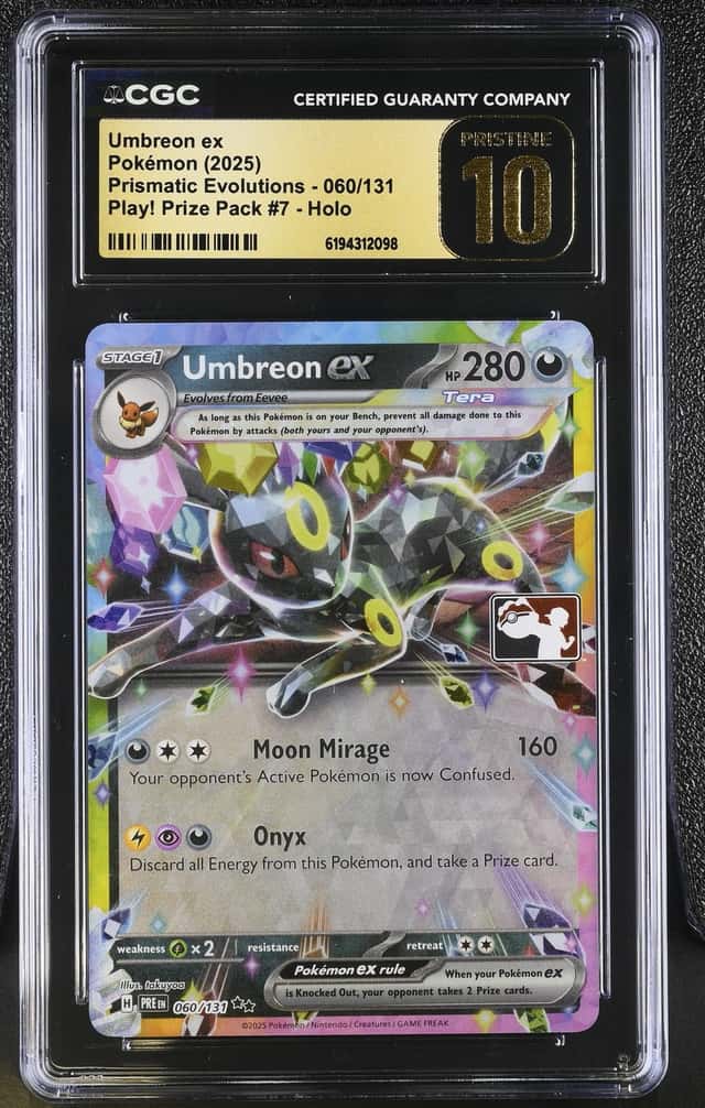 2025 Pokemon SV Prismatic Evolutions Play Prize Pack #7 Holo Umbreon Ex #60 CGC 10 PRISTINE