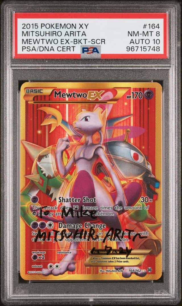2015 Pokemon XY BREAKthrough Full Art Mewtwo Ex Mitsuhiro Arita AUTO DNA 10 #164 PSA 8 NM-MT