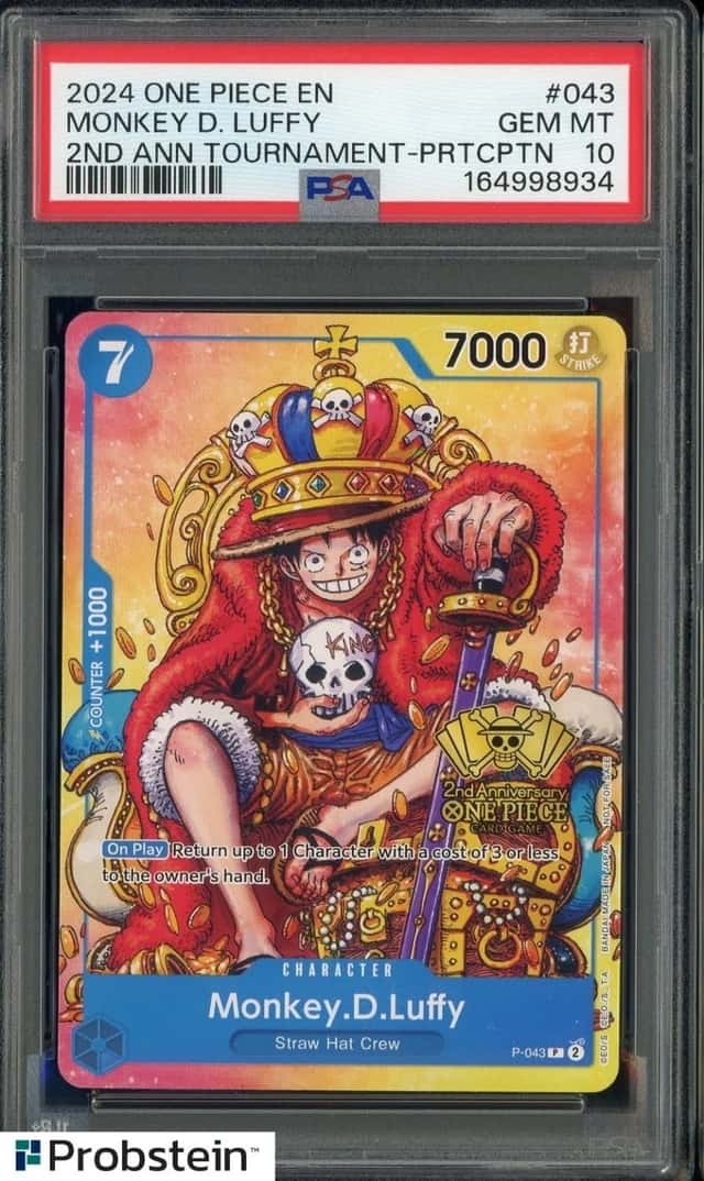 2024 One Piece EN 2nd Ann Tournament Participation #043 Monkey D. Luffy PSA 10