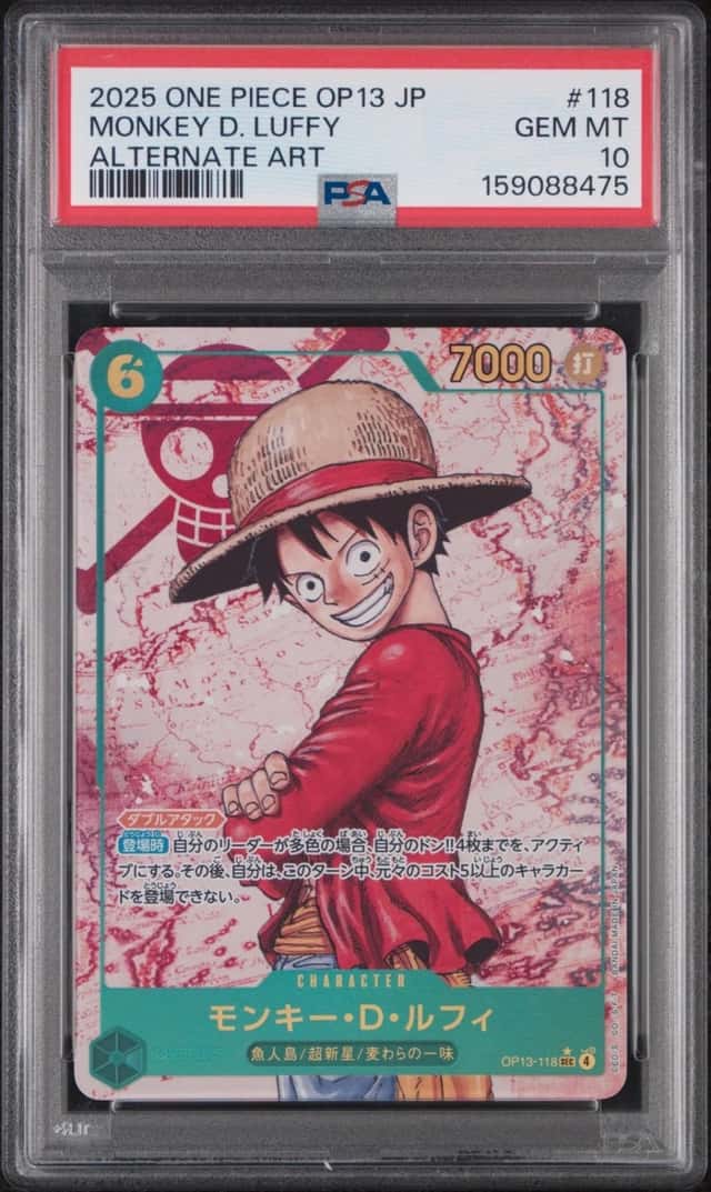2025 ONE PIECE JAPANESE ALT ART OP13-CARRYING ON HIS WILL MONKEY D. LUFFY PSA 10