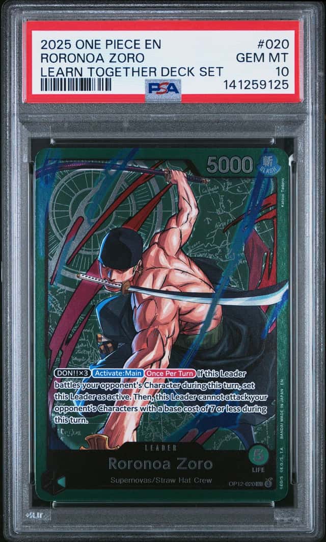 One Piece CCG Roronoa Zoro -Foil - Learn Together Deck Set PSA 10 Gem Mint #020