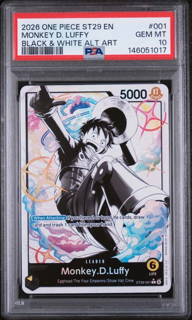 One Piece Monkey D. Luffy St29-001 Black & White Alternate Art PSA 10