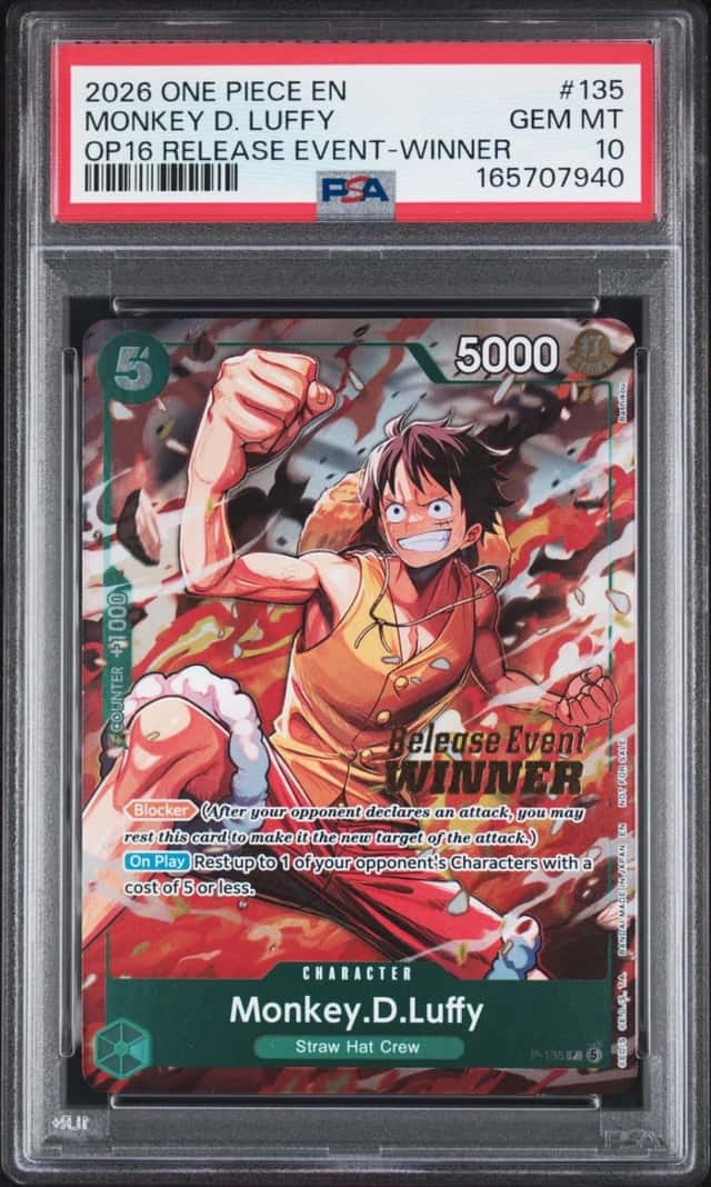 2026 ONE PIECE PROMOS RELEASE EVENT-WINNER #135 MONKEY D. LUFFY PSA 10