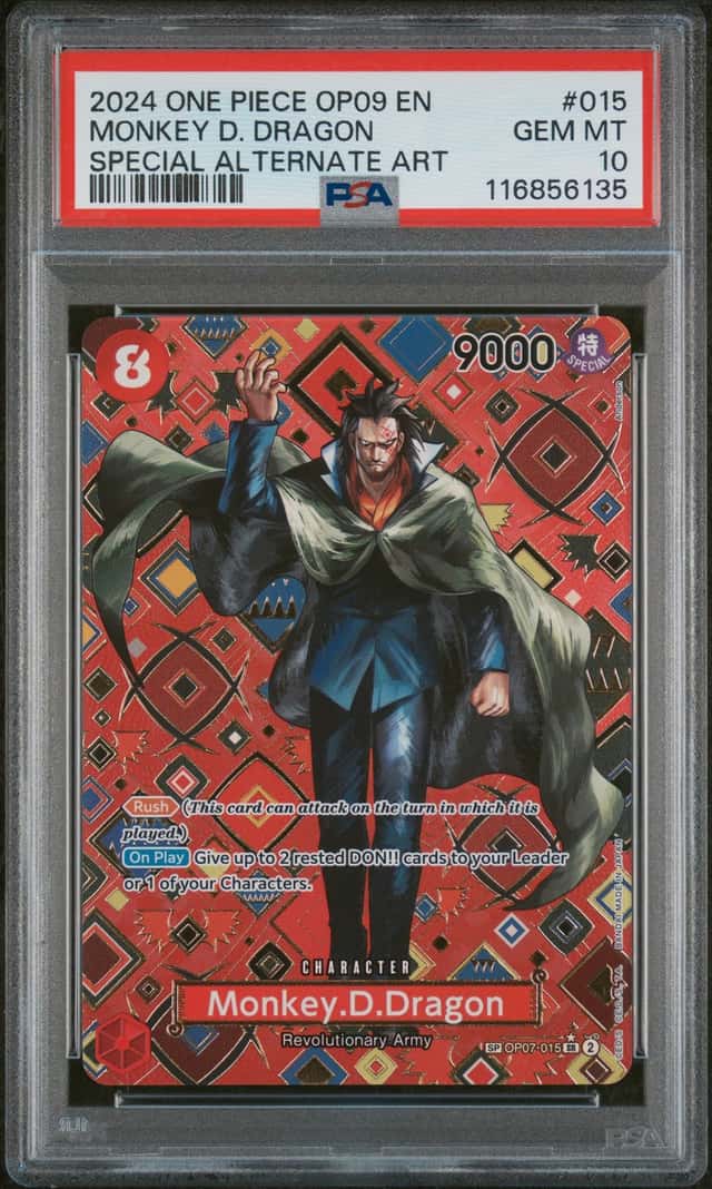 One Piece OP07-015 Monkey D Dragon OP09 Special SP Alternate Alt Art ENG PSA 10
