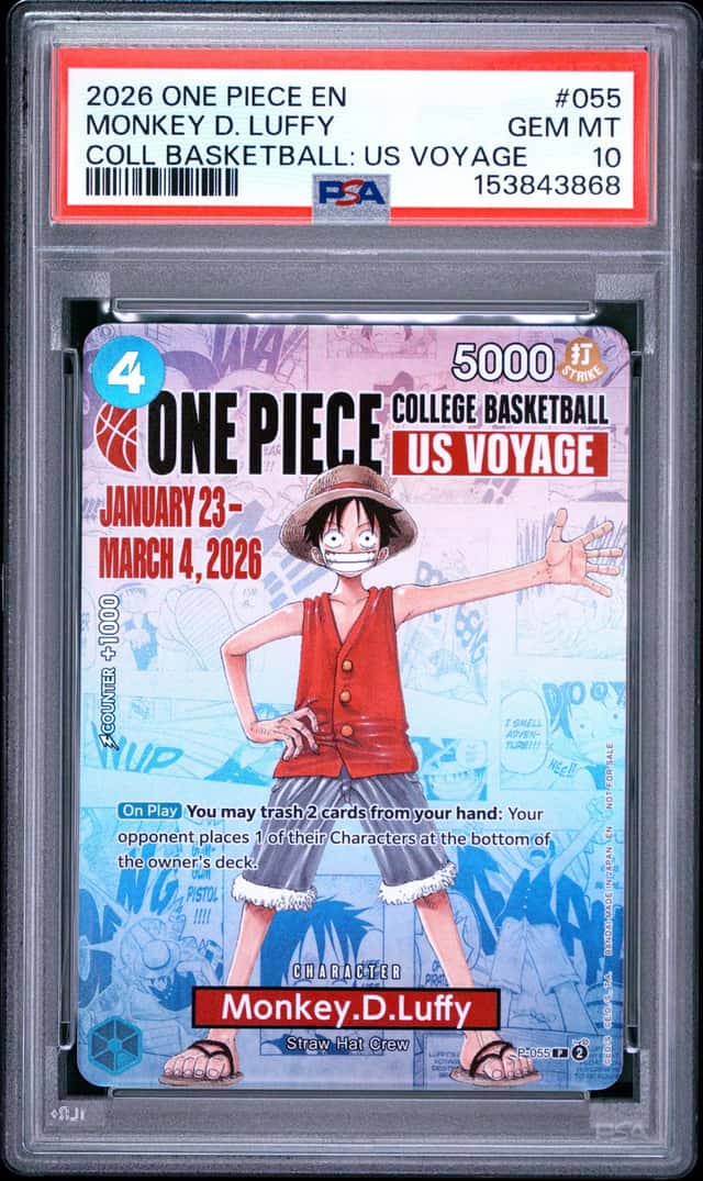 153843868 Monkey D. Luffy 2026 One Piece College Basketball Promo #P-055 PSA 10