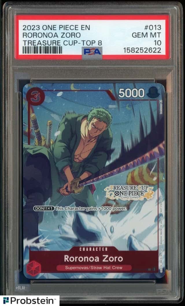 2023 One Piece EN Treasure Cup Top 8 #013 Roronoa Zoro PSA 10 GEM MINT