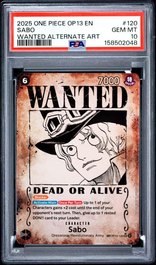 2025 One Piece OP13 EN Wanted Alternate Art #120 Sabo PSA 10 GEM MINT