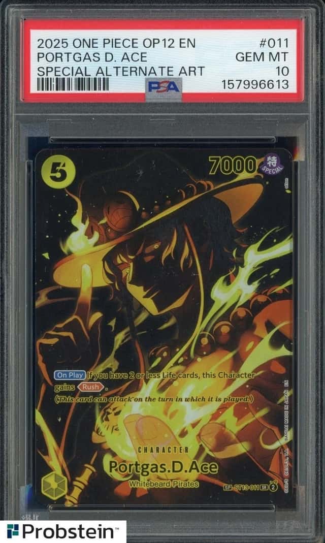 2025 One Piece OP12 EN Special Alternate Art #011 Portgas D Ace PSA 10 GEM MINT