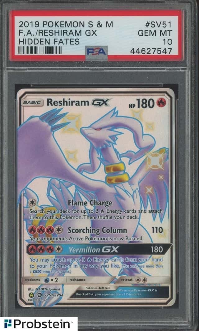 2019 Pokemon Sun & Moon Hidden Fates #SV51/SV94 Reshiram GX PSA 10
