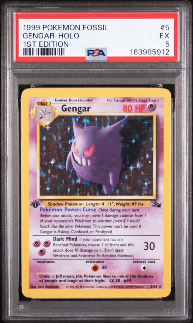1st Ed PSA 5 Fossil Gengar 5/62 Wizards of the Coast 1999 Holo Rare
