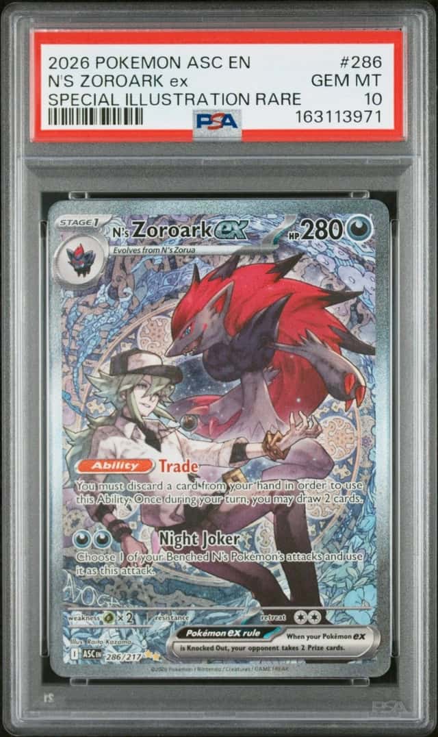 2026 POKEMON ASCENDED HEROES SPECIAL ILLUSTRATION RARE N'S ZOROARK EX PSA 10
