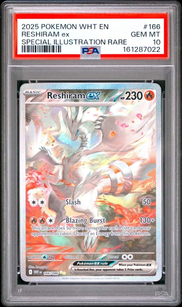 2025 POKEMON WHITE FLARE SPECIAL ILLUSTRATION RARE #166 RESHIRAM EX PSA 10