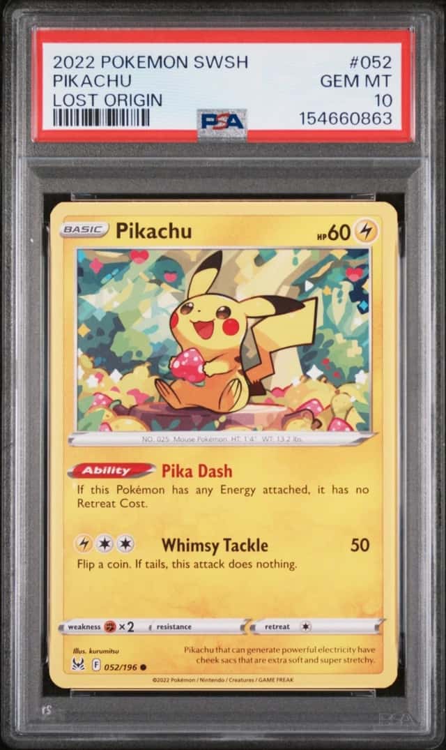 2022 POKEMON SWORD & SHIELD LOST ORIGIN #052 PIKACHU PSA 10