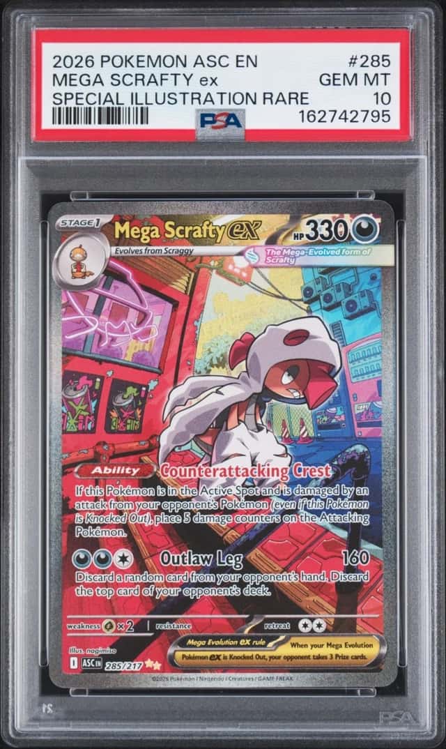 2026 POKEMON ASCENDED HEROES SPECIAL ILLUSTRATION RARE MEGA SCRAFTY EX PSA 10