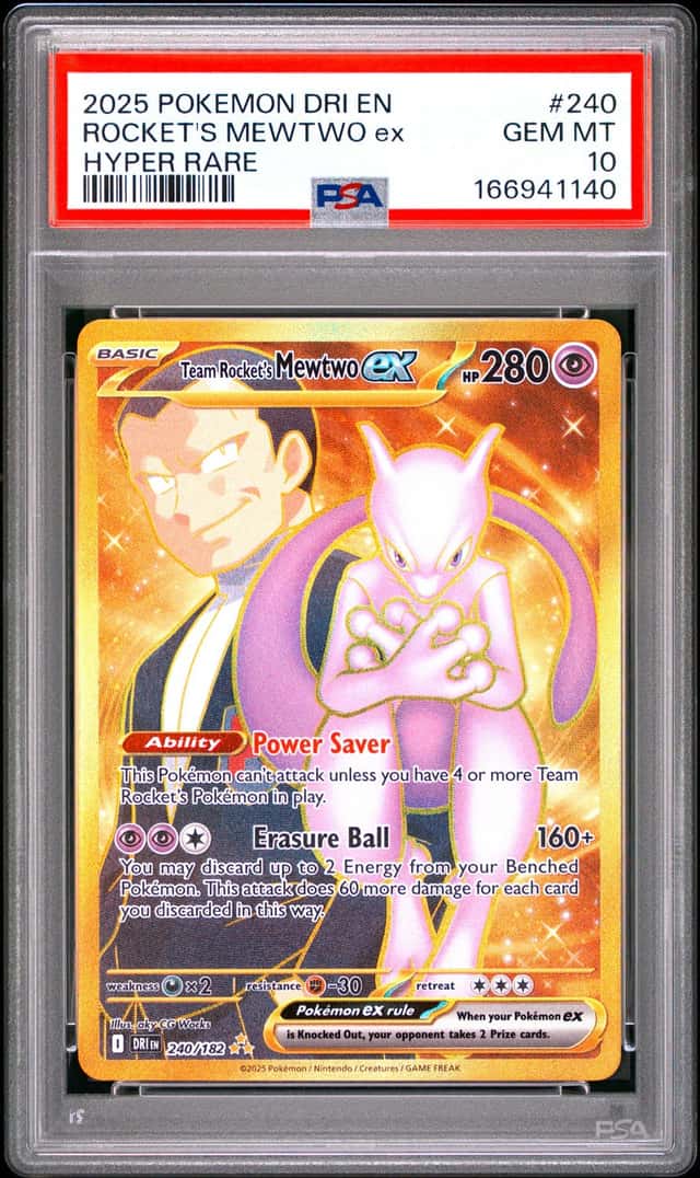 Pokemon Rocket's Mewtwo Ex Destined Rivals Hyper Rare #240 PSA 10 Gem Mint