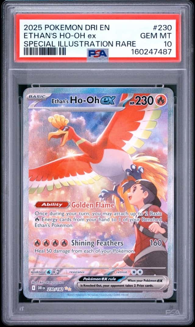 2025 POKEMON DESTINED RIVALS SPECIAL ILLUSTRATION RARE ETHAN'S HO-OH EX PSA 10