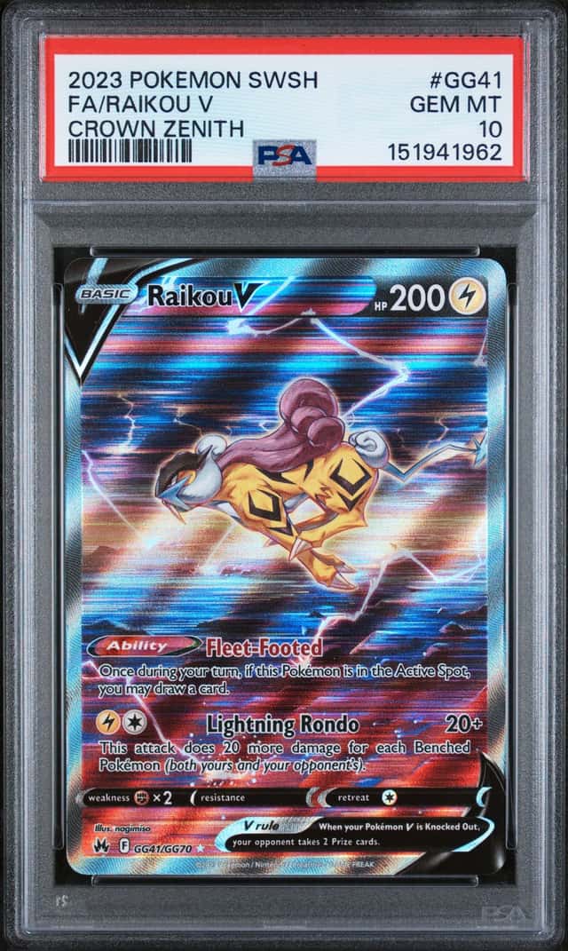 2023 POKEMON SWSH CROWN ZENITH GALARIAN GALLERY #GG41/GG70 RAIKOU V PSA 10