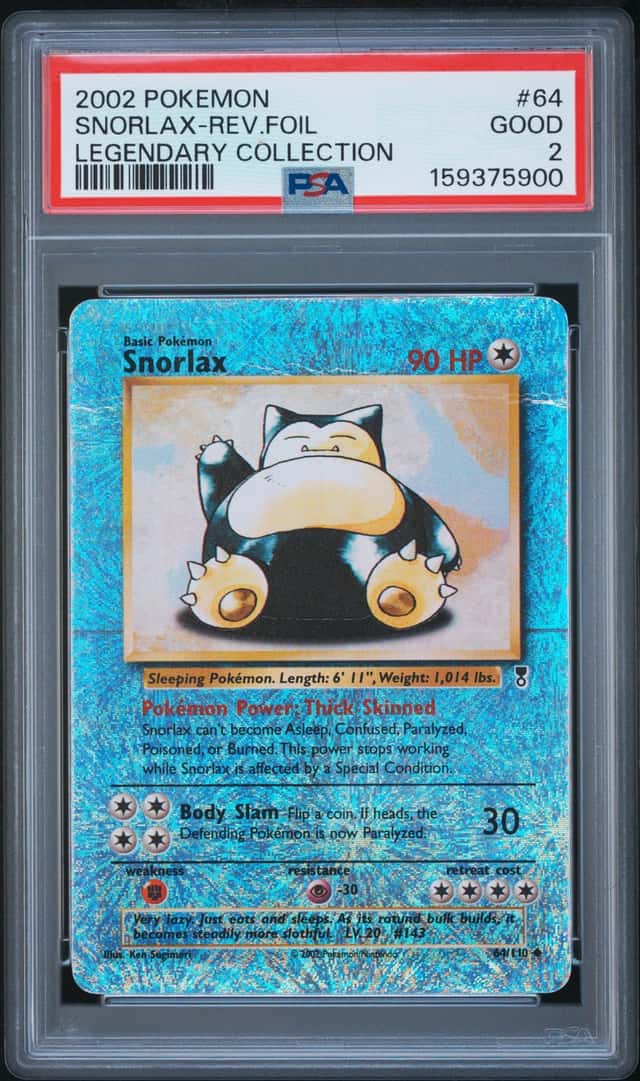 🔥 Pokémon Snorlax Legendary Collection 64/110 Reverse Holo PSA 2 🔥2002